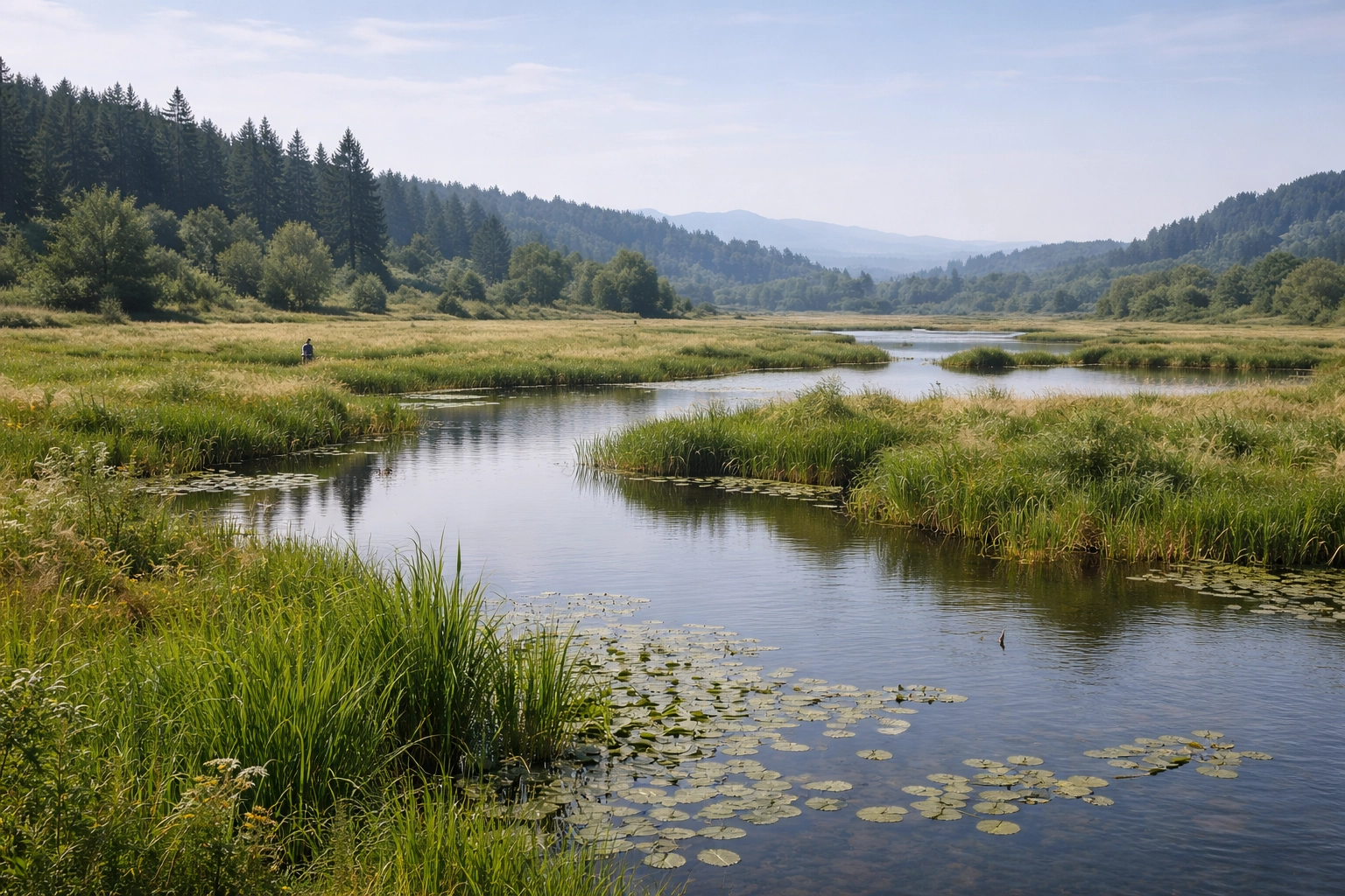Steigerwald Lake National Wildlife Refuge landscape with wetlands and surrounding natural habitat
